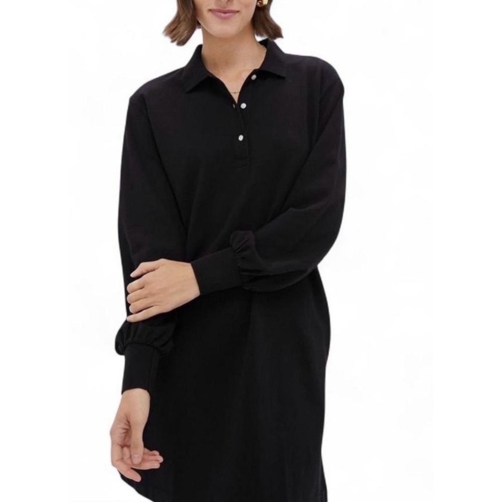 NEW Tuckernuck Black Polo Dress Size M Collared Shirt Dress Cotton